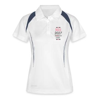 Bruderherz Schriftzug mit Herz - Frauen Polo atmungsaktiv - Weiß/Navy - Vorne