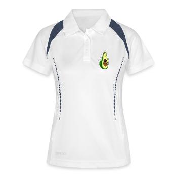 Avocado schwangere Braut mit Babybauch Geschenk - Frauen Polo atmungsaktiv - Weiß/Navy - Vorne