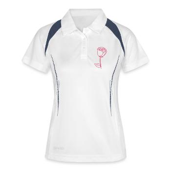 Rosenumriss Neonpink - Frauen Polo atmungsaktiv - Weiß/Navy - Vorne
