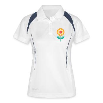 Süße bunte Blume - Frauen Polo atmungsaktiv - Weiß/Navy - Vorne