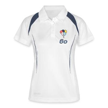 60. 60 ANS. 60e ANNIVERSAIRE. ANNIVERSAIRE 60 ANS. - Polo respirant Femme - blanc/marine - Devant