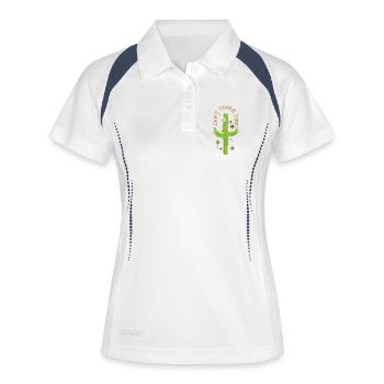 Can't touch this - Stacheliges Kaktusdesign - Frauen Polo atmungsaktiv - Weiß/Navy - Vorne
