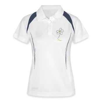 MAÎTRESSE. MAITRE. MERCI. MERCI MAÎTRESSE - Polo respirant Femme - blanc/marine - Devant
