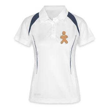 Pain d’épice bonhomme Noël Design - Polo respirant Femme - blanc/marine - Devant