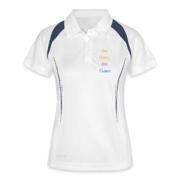 one_planet_one_chance - Polo respirant Femme - blanc/marine - Devant