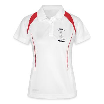 IMMER BEOBACHTEND, IMMER URTEILEND - Frauen Polo atmungsaktiv - Weiß/Navy - Vorne