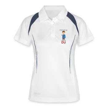 Wenn ich wir sage: Meine ich DU. - Frauen Polo atmungsaktiv - Weiß/Navy - Vorne