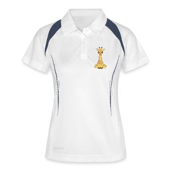 Niedliche Giraffen Illustration - Frauen Polo atmungsaktiv - Weiß/Navy - Vorne