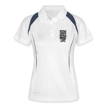 calavera_serpiente - Frauen Polo atmungsaktiv - Weiß/Navy - Vorne