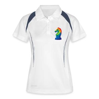 Cavalier Low-Poly : La Maîtrise Tactique - Polo respirant Femme - blanc/marine - Devant
