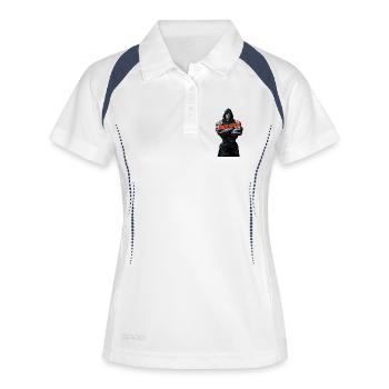 Ombre forte, pas de douleur, pas de gain - Polo respirant Femme - blanc/marine - Devant