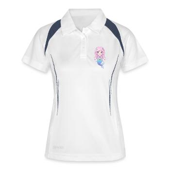Meerjungfrau  - Frauen Polo atmungsaktiv - Weiß/Navy - Vorne