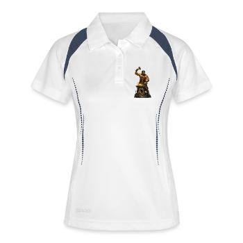 Feuerfokus Schmiedekunst - Frauen Polo atmungsaktiv - Weiß/Navy - Vorne