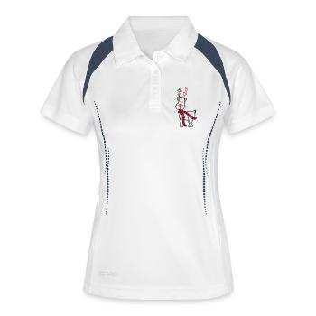Rentier mit Schal - Frauen Polo atmungsaktiv - Weiß/Navy - Vorne