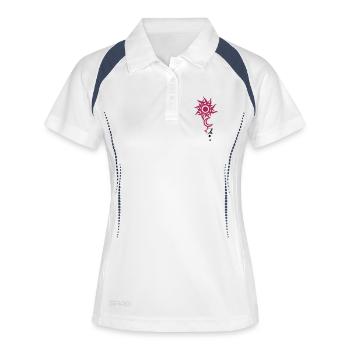 Sonne, Mond und Sterne Tattoo - Frauen Polo atmungsaktiv - Weiß/Navy - Vorne