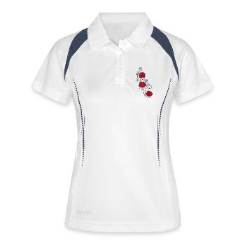 Mohnblumen und Kornblumen. Sommer Design. - Frauen Polo atmungsaktiv - Weiß/Navy - Vorne