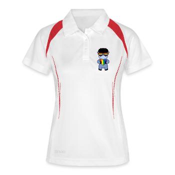 Regenbogen - Esel mit Brille und Herz - Frauen Polo atmungsaktiv - Weiß/Navy - Vorne
