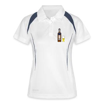 Cadeau apéro fête original - Polo respirant Femme - blanc/marine - Devant