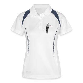 Joueur de pétanque Gaucher - Polo respirant Femme - blanc/marine - Devant