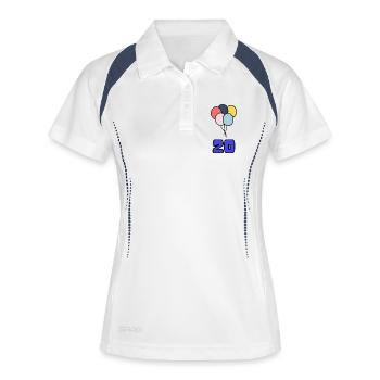 20. 20 ANS. 20e ANNIVERSAIRE. ANNIVERSAIRE 20 ANS. - Polo respirant Femme - blanc/marine - Devant