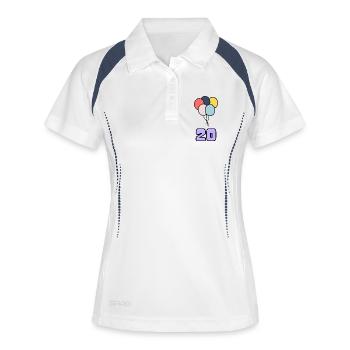 20. 20 ANS. 20e ANNIVERSAIRE. ANNIVERSAIRE 20 ANS. - Polo respirant Femme - blanc/marine - Devant