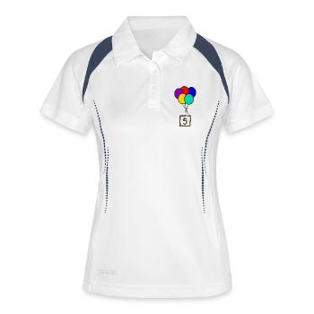 5. 5 ANS. 5e ANNIVERSAIRE. ANNIVERSAIRE 5 ANS - Polo respirant Femme - blanc/marine - Devant