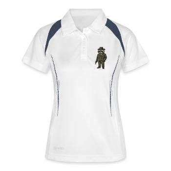 Élégant chef de la mafia raton laveur en costume avec un chapeau - Polo respirant Femme - blanc/marine - Devant