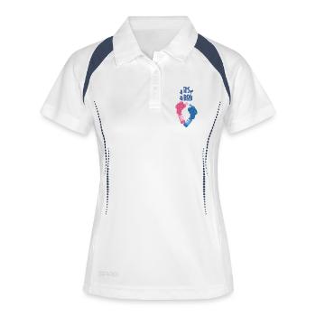 Kreatives Babygeschlecht-Design  - Frauen Polo atmungsaktiv - Weiß/Navy - Vorne