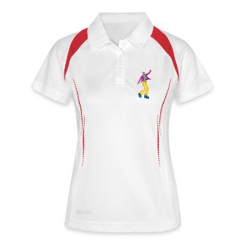 Squelette dansant dans un style rétro des années 70 - Polo respirant Femme - blanc/marine - Devant