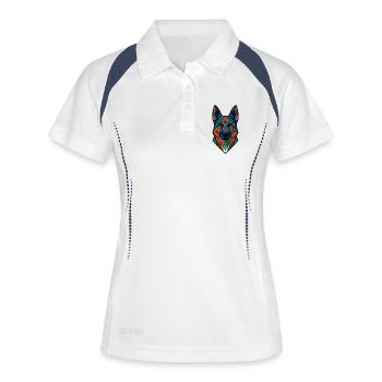 Geometric German Shepherd – Colorful Dog A - Women's Polo breathable - white/navy - Front
