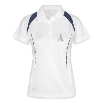 Tour Eiffel Silhouette Paris Look Grunge - Polo respirant Femme - blanc/marine - Devant
