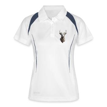 Geometrischer Hirschkopf Low-Poly - Frauen Polo atmungsaktiv - Weiß/Navy - Vorne