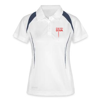 Diva Psycho – Sarcasme Sort Rouge - Polo respirant Femme - blanc/marine - Devant