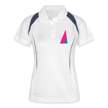 Couleurs unies, abstraites, couleurs géométriques - Polo respirant Femme - blanc/marine - Devant