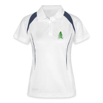 Brownsche Weihnachten - Frauen Polo atmungsaktiv - Weiß/Navy - Vorne