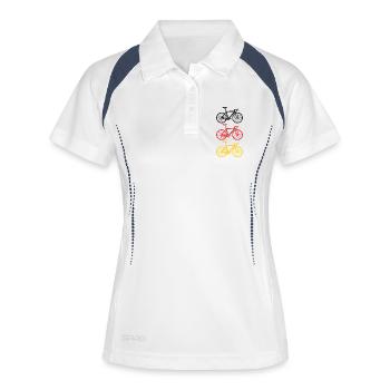 Fahrrad Radsport Deutschland - Frauen Polo atmungsaktiv - Weiß/Navy - Vorne