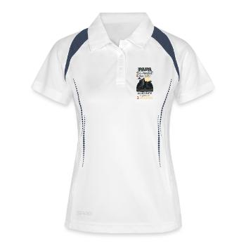 Papa, du machst das toll – 3. Vatertag - Frauen Polo atmungsaktiv - Weiß/Navy - Vorne