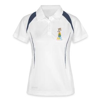 Kätzchen ABC-Abenteuer - Frauen Polo atmungsaktiv - Weiß/Navy - Vorne