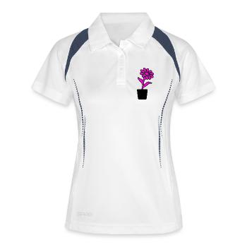 Blume - Frauen Polo atmungsaktiv - Weiß/Navy - Vorne