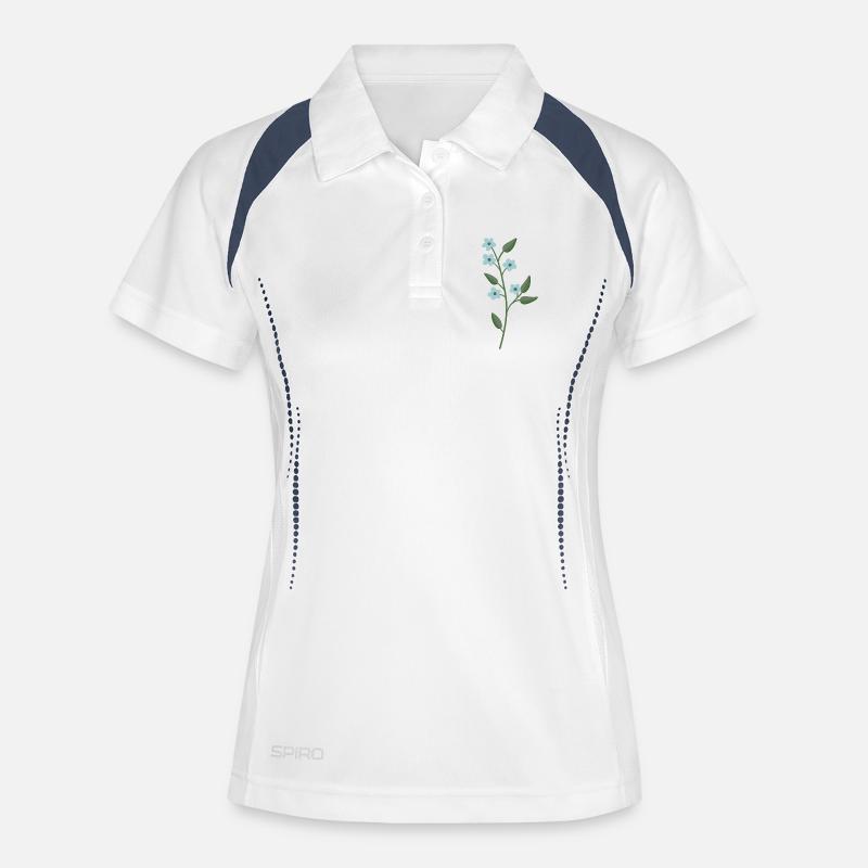 Flower light blue - Women's Polo breathable - white/navy