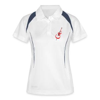 Lettrage violoncelle rouge - Polo respirant Femme - blanc/marine - Devant