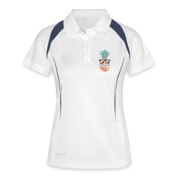 Été - Polo respirant Femme - blanc/marine - Devant