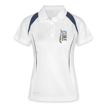Aquarell Landkarte Chile - Frauen Polo atmungsaktiv - Weiß/Navy - Vorne