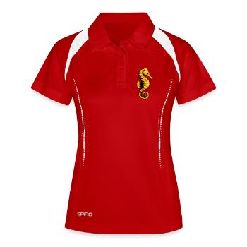 Seepferdchen - Frauen Polo atmungsaktiv - Weiß/Navy - Vorne