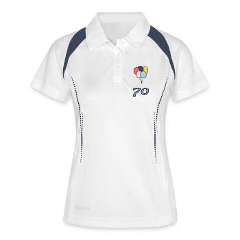70. 70 JAHRE. 70-JÄHRIGES JUBILÄUM - Frauen Polo atmungsaktiv - Weiß/Navy - Vorne