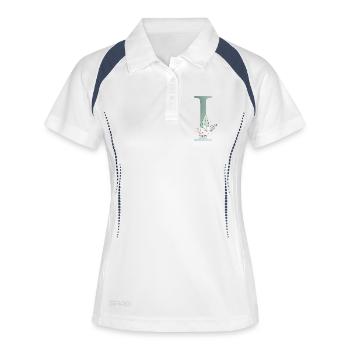 I Monogram, Floral, Personnalisable - Polo respirant Femme - blanc/marine - Devant