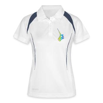 Crâne de licorne arc-en-ciel - Polo respirant Femme - blanc/marine - Devant