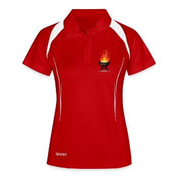 Grillen Grillsaison Papa Am Grill Papa Grillt - Frauen Polo atmungsaktiv - Weiß/Navy - Vorne
