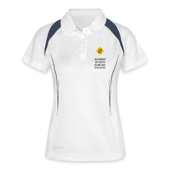 Respekt. Keine Einbahnstraße - Frauen Polo atmungsaktiv - Weiß/Navy - Vorne