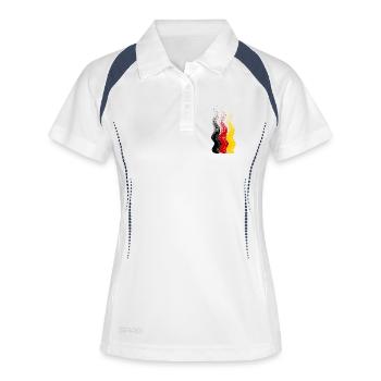 DEUTSCHLAND GERMANY EUROPA DEUTSCHE SPORT FAN - Frauen Polo atmungsaktiv - Weiß/Navy - Vorne